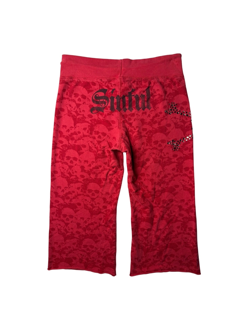 Sinful By Affliction Red Skull Graphic Capri Sweatpants